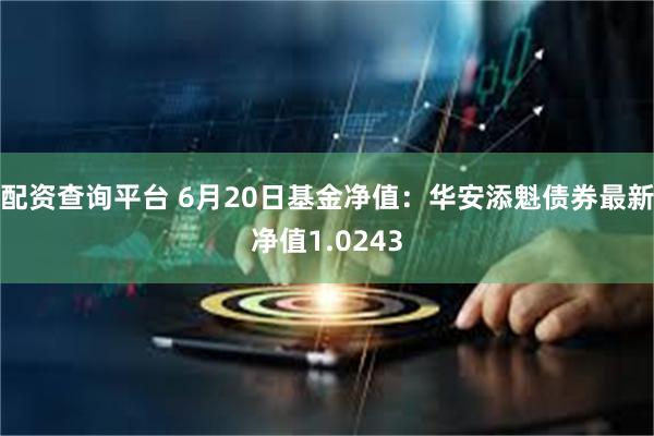 配资查询平台 6月20日基金净值：华安添魁债券最新净值1.0243