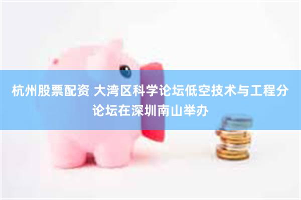 杭州股票配资 大湾区科学论坛低空技术与工程分论坛在深圳南山举办